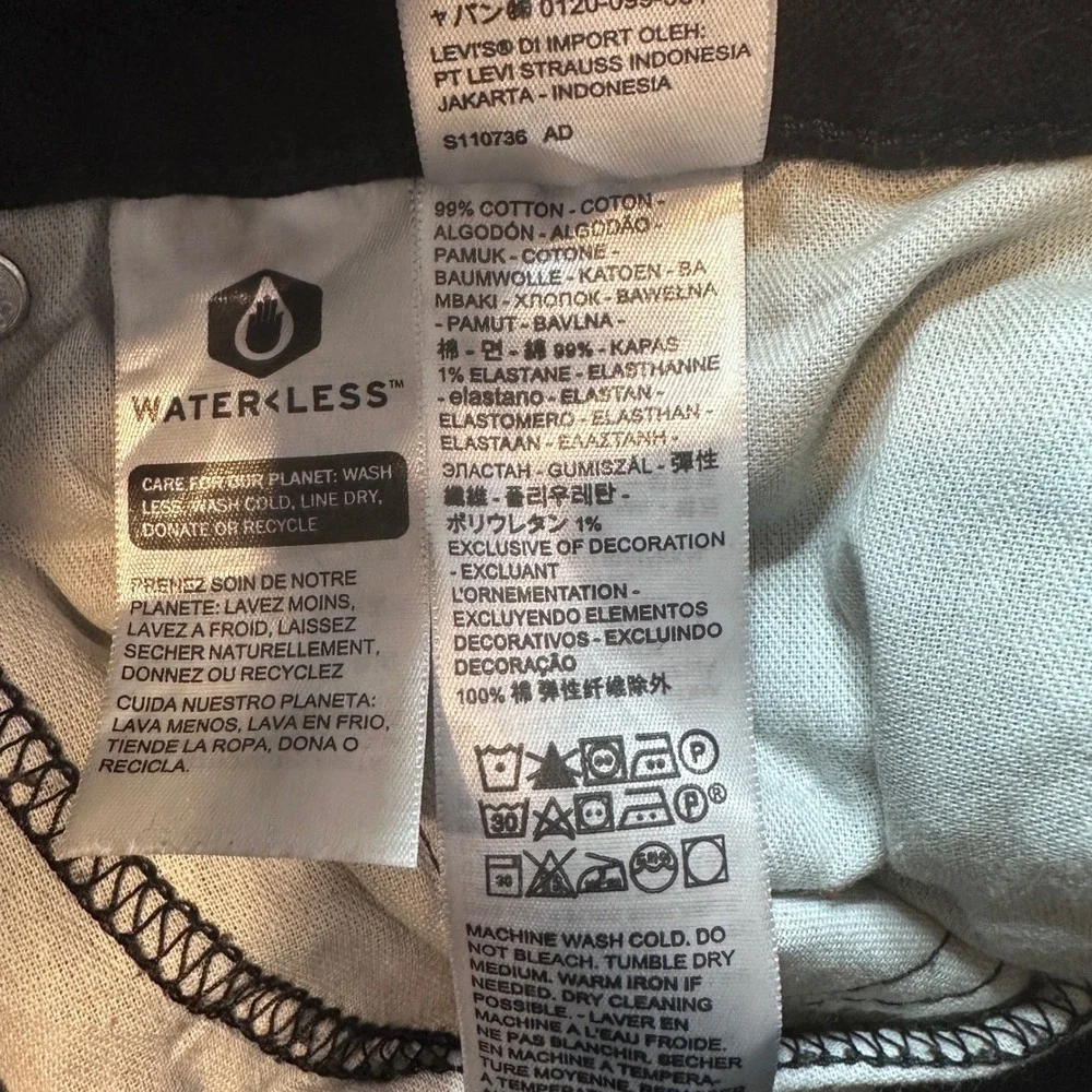 Levi's 505 Jeans Mens 40x32 Black Regular Fit Straight Leg Stretch WaterLess